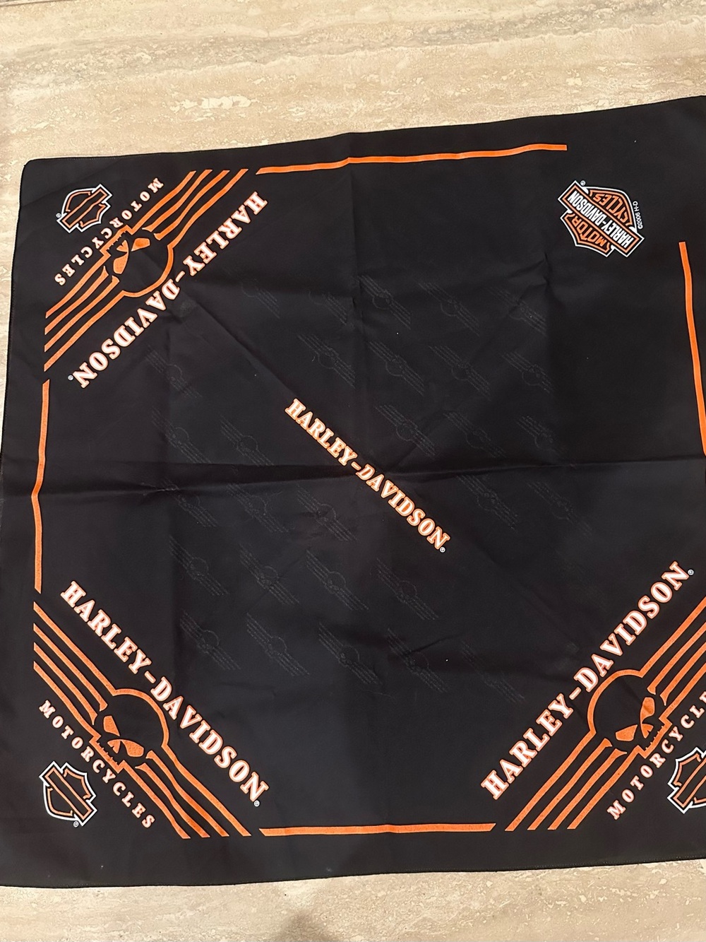 Harley-Davidson Black and Orange Logo Bandana